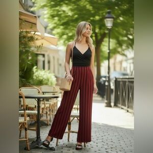 Elegant Black and Red Striped Dress